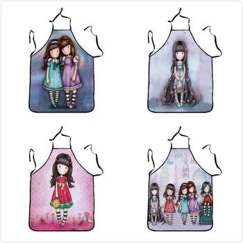 

Little Girl Cartoon Apron Cooking Kitchen Chef Apron For Dinner Party Women Lady Kids Cleaning Apron Dress delantal cocina
