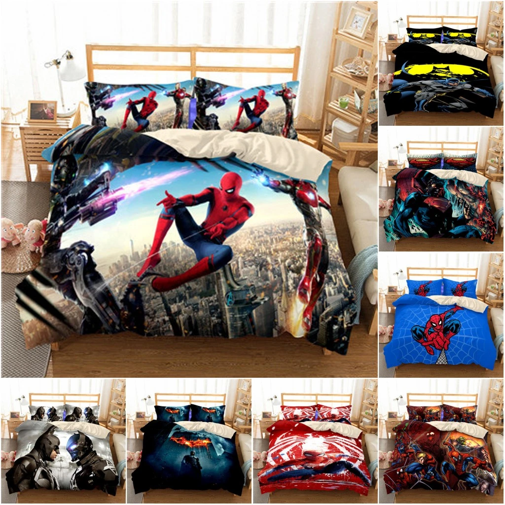 instante sílaba Simular Juego de cama de la serie de superhéroes de Marvel, colcha cómoda, edredón,  funda de almohada, sin sábanas, 3 uds.|Juegos de ropa de cama| - AliExpress