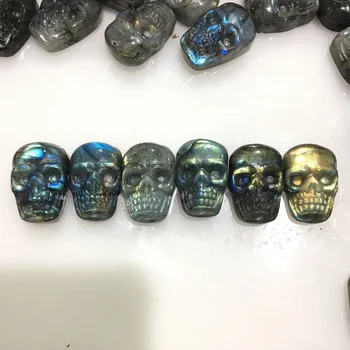 

2.8cm Natural labradorite quartz crystal skull grimace pendant energy healing Halloween gift