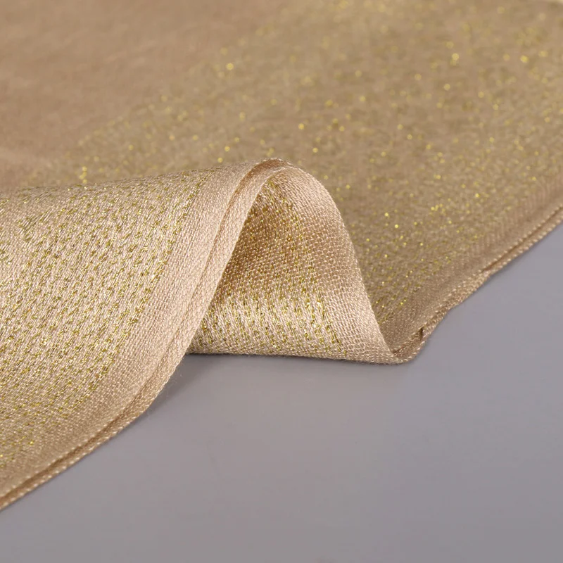 2024 Luxury Brand Women Gold Cotton Solid Color Muslim Head Scarf Shawls and Wraps Glitter Pashmina Bandana Female Foulard Hijab 2