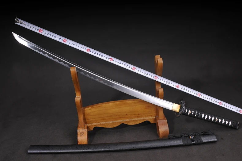 Katana sword 1045 carbon steel blade handmade samurai sharp edge japanese style knife wooden scabbard 41inch