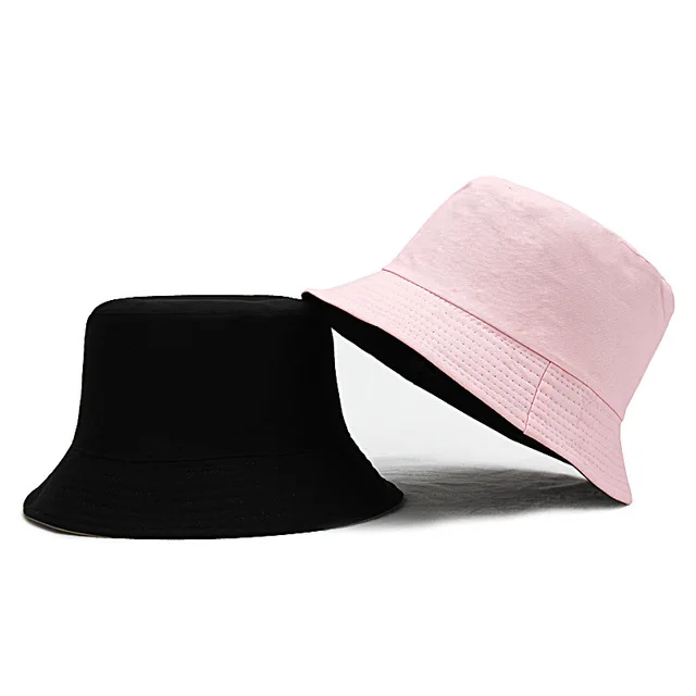 black pink Новинка, унисекс, Двусторонняя одежда, солнцезащитные мужские женские шапки, летняя Панама для рыбалки, однотонная солнцезащитная Кепка, уличная Рыбацкая Кепка с козырьком, s - Цвет: black pink