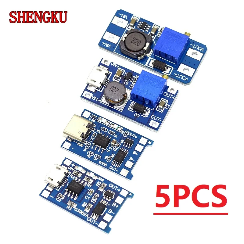 

MT3608 DC-DC boost module 2A boost board input voltage 2V-24V output 5V-28V adjustable 5V 1A 18650 TP4056 Lithium Battery