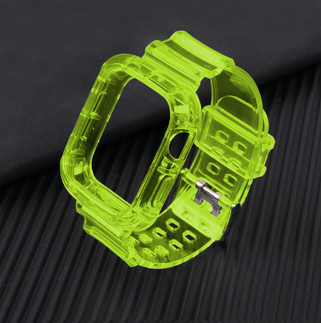 for Apple Watch Band 44mm 40mm 42mm 38mm Transparent Case + Silicone Belt Bracelet iWatch Series SE 6 5 4 3 Accessories