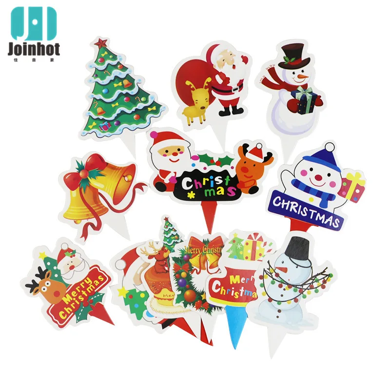 

Paper Merry Christmas birthday Party Cupcake Toppers for home decoration Party birthday Christmas Tree snow Design