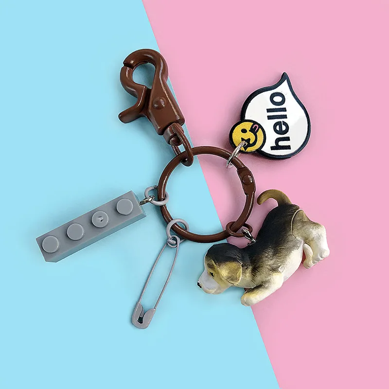 Модные ПЭТ брелки для ключей "Животные" цепь Девочка милая свинья панда Собака Смола парный брелок Очаровательная подвеска для сумок автомобильный брелок с кольцом для ключей сувенирный подарок