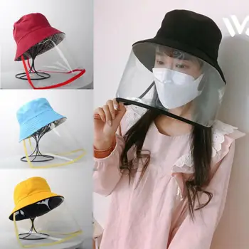 

2020 Universal Women Men Transparent Protective Plastic Anti-fog Anti-polllution Dust-proof Hat with Face Shields Mask