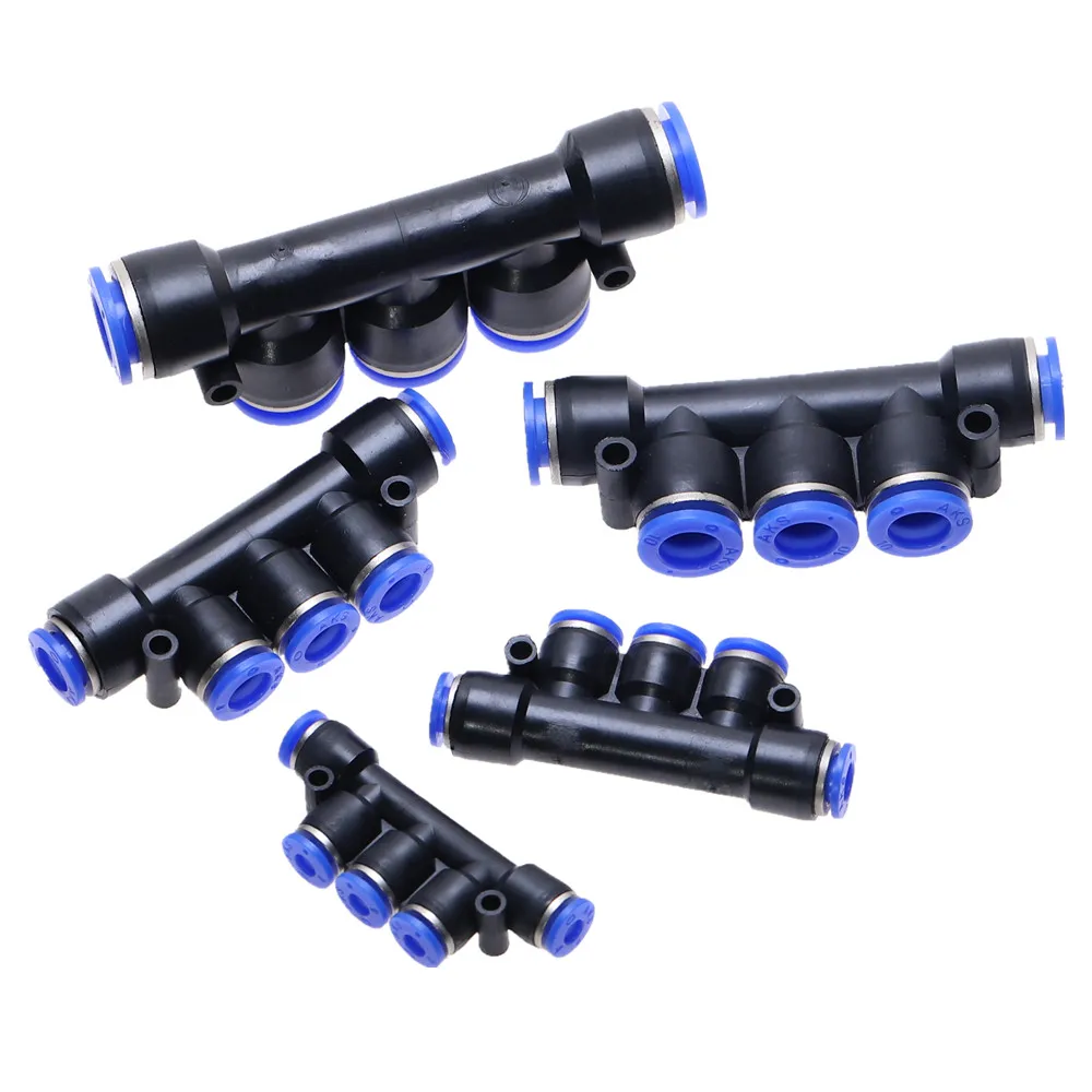 5 PCS PK4 Pneumatic Air Flow Manifold Quick Fittings Connector for 4mm Tube Hose 