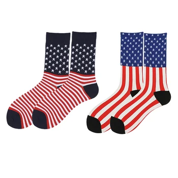 

2 Pairs Word Pattern Printed Stockings Crew Socks, Funny 100% Cotton Socks