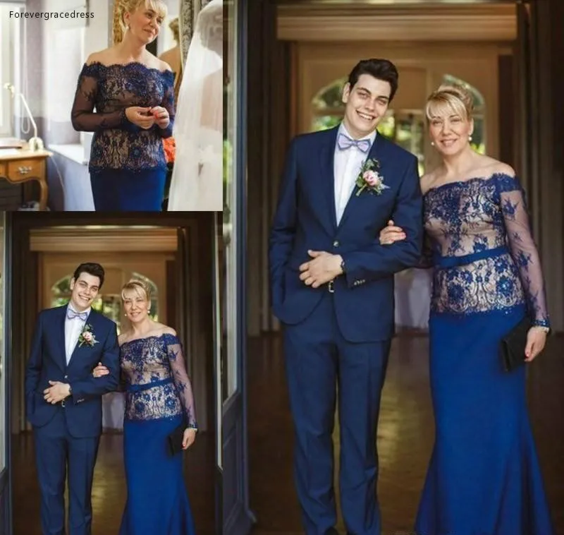 

2019 New Lace Mother of the Bride Dresses Vintage Long Sleeves Formal Godmother Evening Wedding Party Guests Gown Plus Size