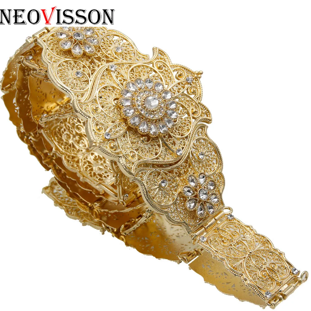 NEOVISSON Caucasus Women Metal Belt Full Crystal Traditional Wedding Jewelry 4 Color Adjustable Length Algeria Caftan Bijoux | Украшения и