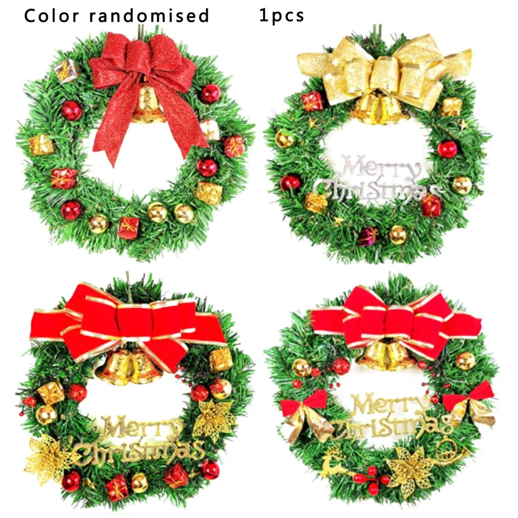 

30cm New Christmas Decoration Wreath Christmas Wreath Garland Door Decoration Bell Christmas Ball Bow Gift Box