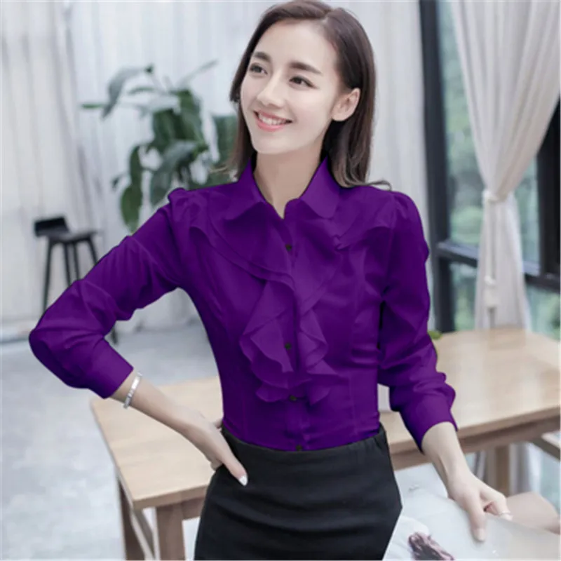 2020 Korean Fashion Women Blouses Shirts Elegant Women Ruffle Chiffon OL Shirt Plus Size Womens Tops and Blouses Blusas PZ2536 3