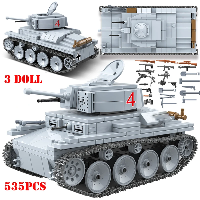 

Military Vehicles Tank Panzer WW2 Soldiers Figures Building Blocks Compatible Legoings Army Weapon Technic Bricks Children Toys