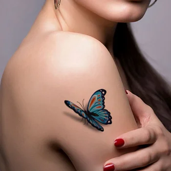 

4Pcs Waterproof Temporary Tattoo Sticker 3D Butterfly Tattoo Color Flash Trendy Tattoo Small Neck Hand Arm Shoulder Fake Tattoo
