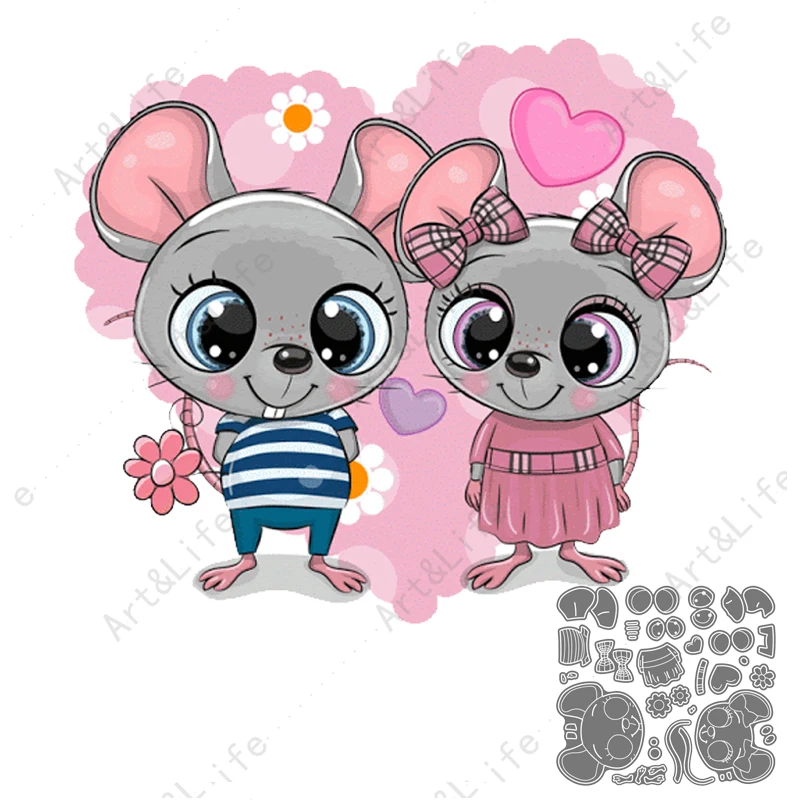

2022 New Metal Cutting Dies Cute Mouse Boys And Girls Stencils for Making Scrapbooking Album Birthday Card Embossing Cut Die