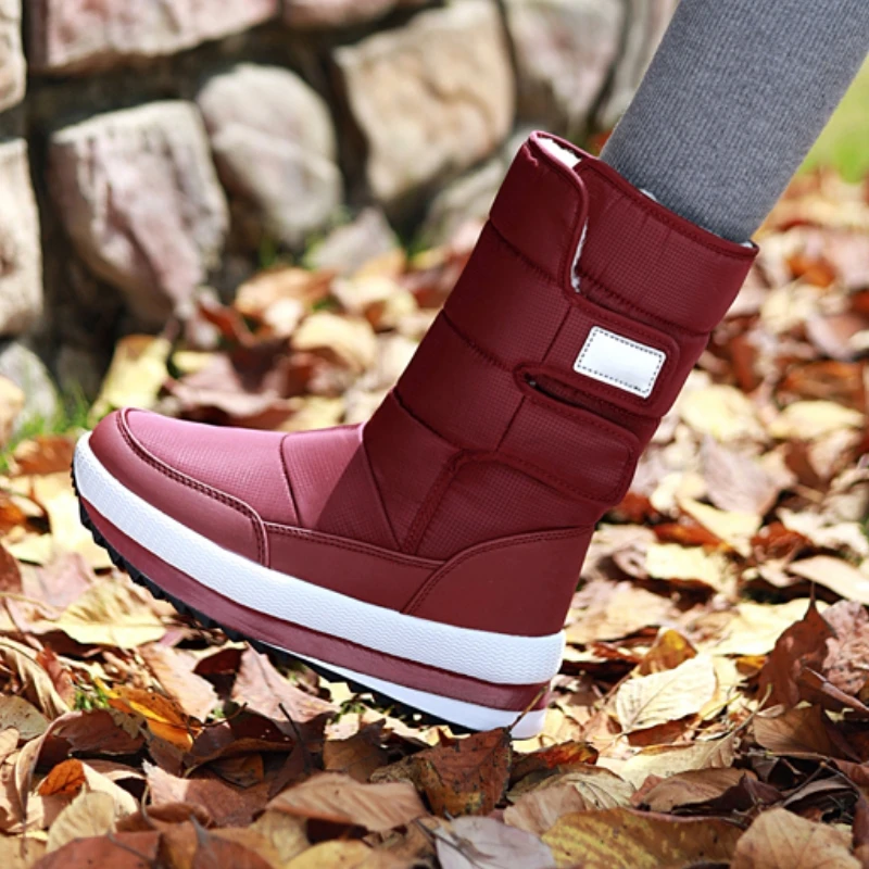 

fanyuan Plus size 36-41New Snow boots women thick fur warm mid calf boots platform shoes ladies cotton waterproof winter boots