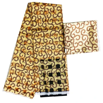 

Newest Design African wax Print Fabric Square design organza silk Fabric white silk wax ankara fabrics for women dress 4+2 yards