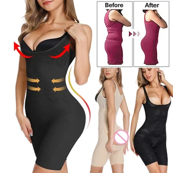 

Women Shapewear Full Body Shaper Open Bust Body Briefer Seamless Shapewear Bodysuit Firm Tummy Control Slimming Underwear