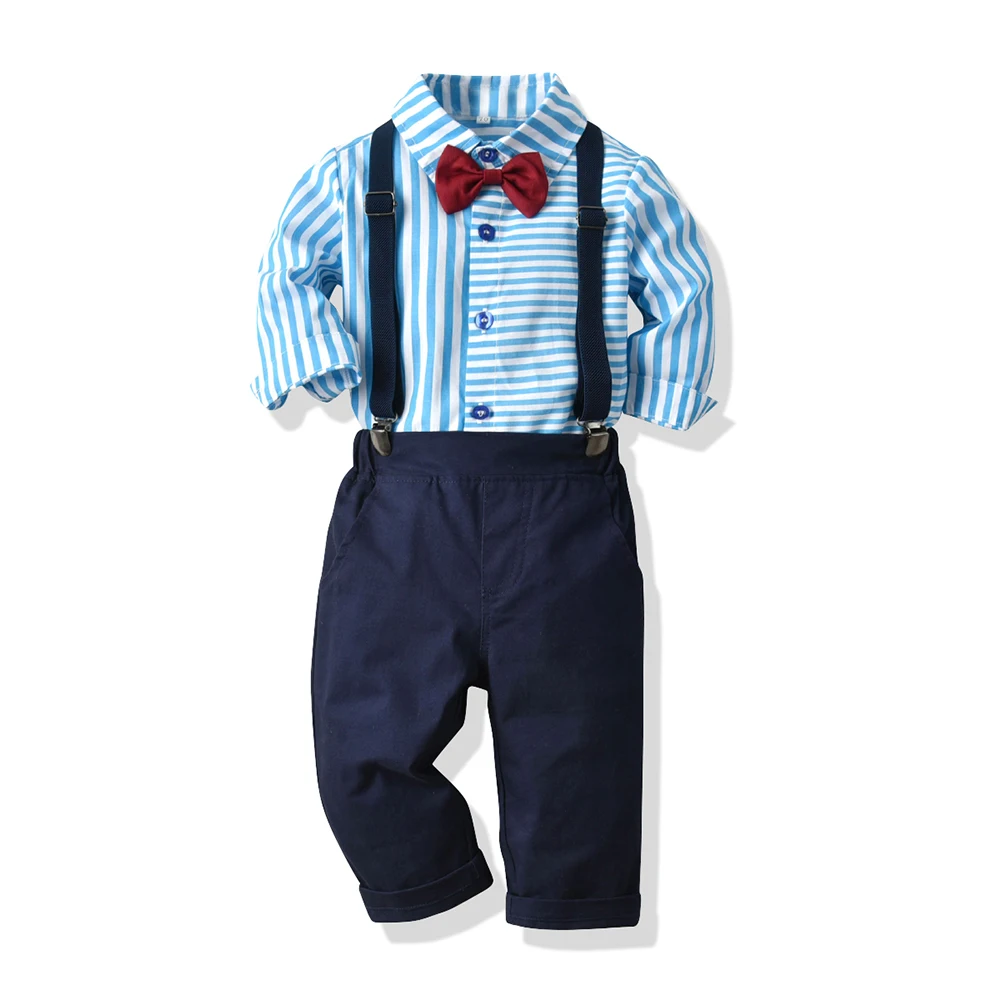 

Tem Doger Fashion Autumn Infant Clothing Outfits Baby Suit Newborn Boys Bow Tie Tops+Suspender Trousers Baby Casual Clothes Set