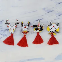 Japanese Korean Harajuku Cute Creative Rabbit Fox Deer Snake Tassels Pendant Alloy Oil Drop Brooch Garment accessory Wholesale