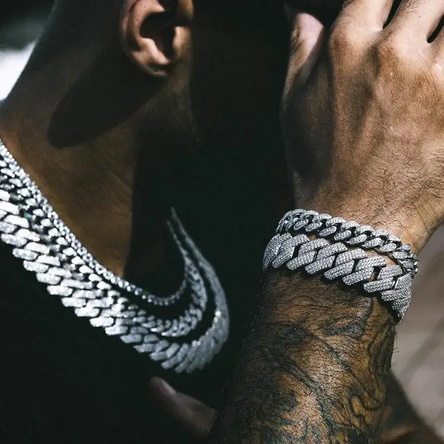 High quality iced out men jewelry 5A cz hip hop bling micro pave 19mm cuban link chain big heavy chunky necklace for men boy 2