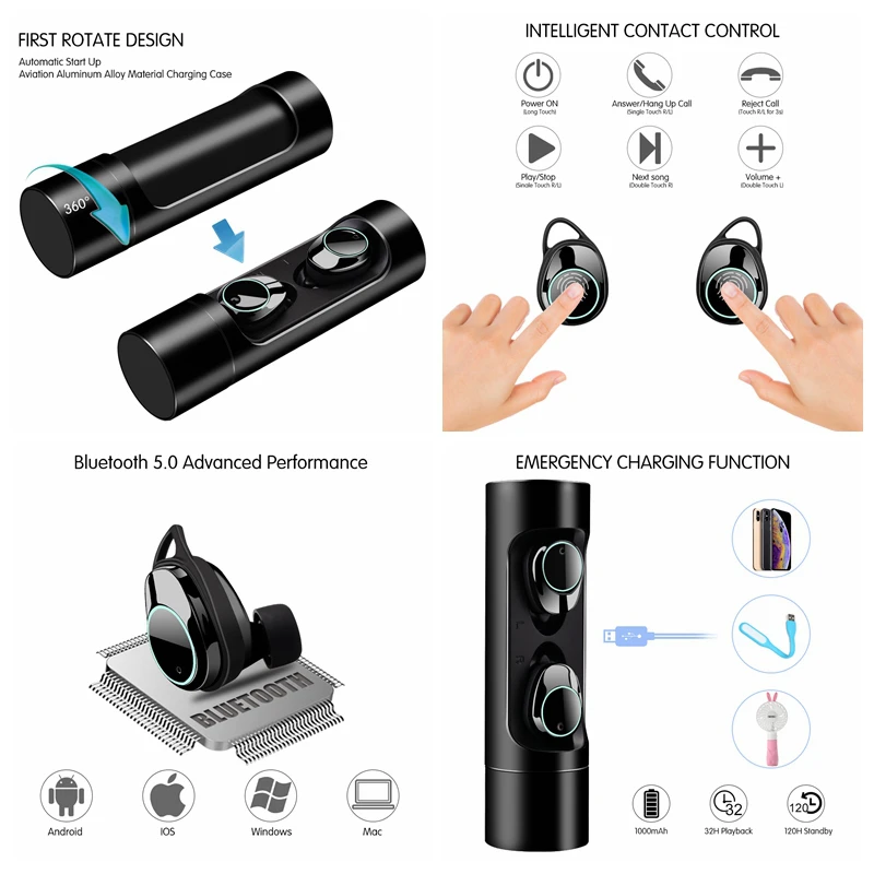 X8 с сенсорным управлением TWS Bluetooth 5,0 наушники Спортивная гарнитура с микрофоном мини беспроводные наушники IPX7 водонепроницаемые наушники