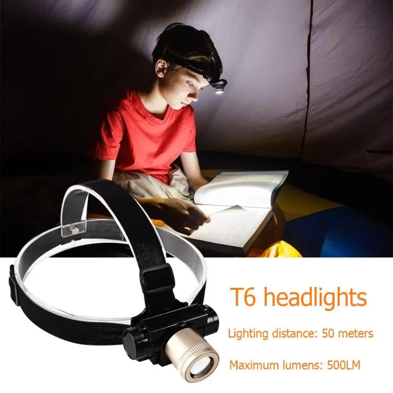 T6 LED Headlight 5W 500LM 3 Modes Rechargeable Telescope Zoomable Headlamp Torch Compact and Portable Carry Convenient