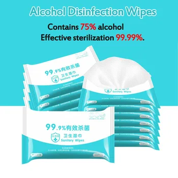 

10 pcs Prtable Disinfection Antiseptic Pads Alcohol Swabs Wet Wipes Skin Cleaning Care Sterilization First Aid Cleaning Tissue