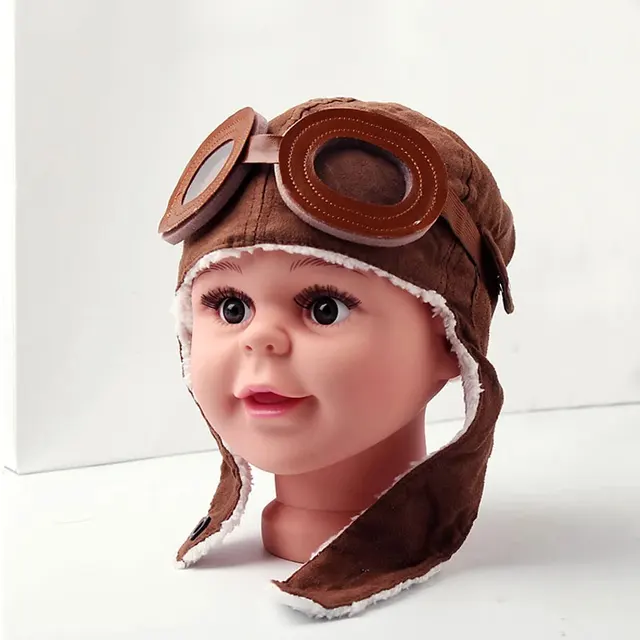 Kids Bomber Hats Boys Pilot Aviator Hat Brown Earmuffs Beanies Winter Warm Earflap Ear Protection Cap Child Accessories 2