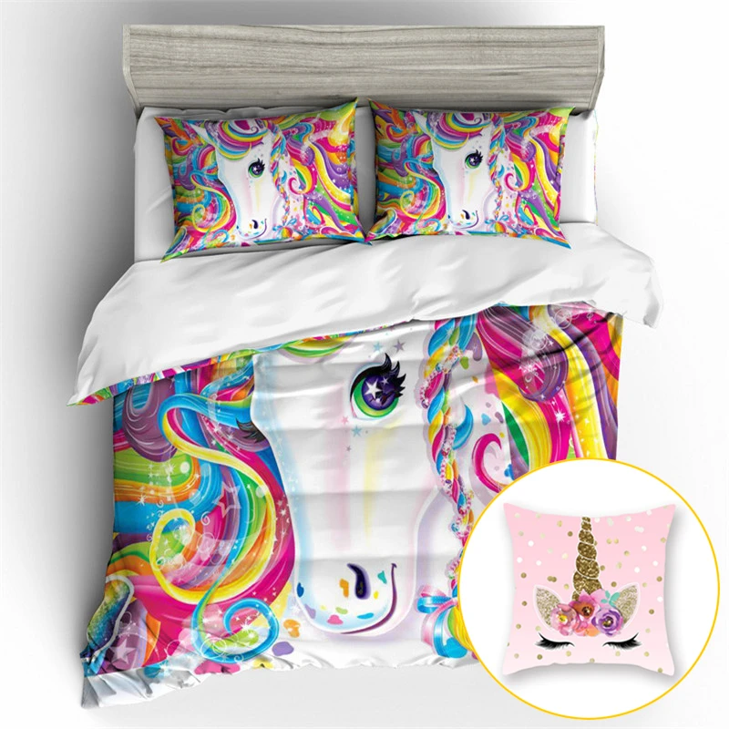 

2/3pcs Unicorn 3D Printed Bedding Set Soft Polyester Duvet Cover Pillow Case AU/EU/US Size Bedclothes Comforter Cover Set