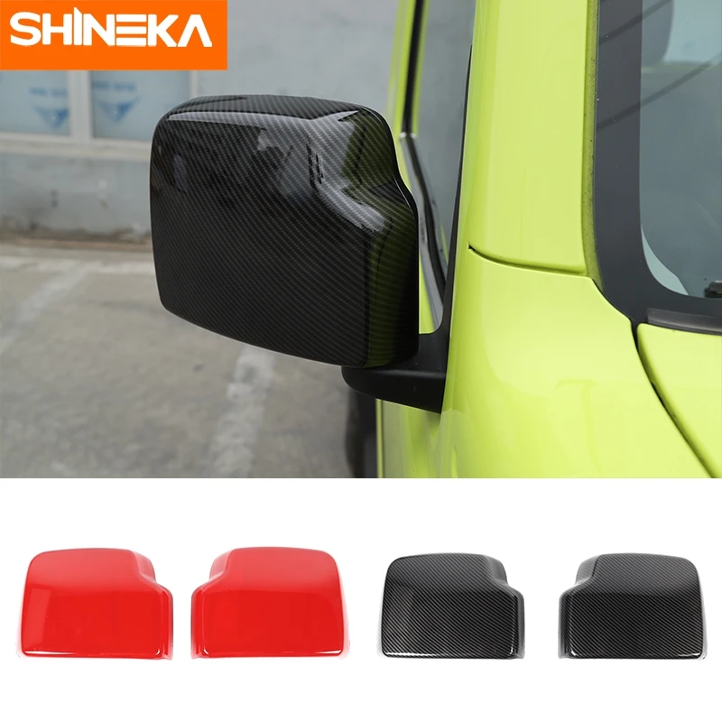 

SHINEKA Car Stickers for Suzuki Jimny 2019+ ABS Carbon Fiber Rear Mirror Decal Frame Cover Trim Fit For Suzuki jimny 2019 2020