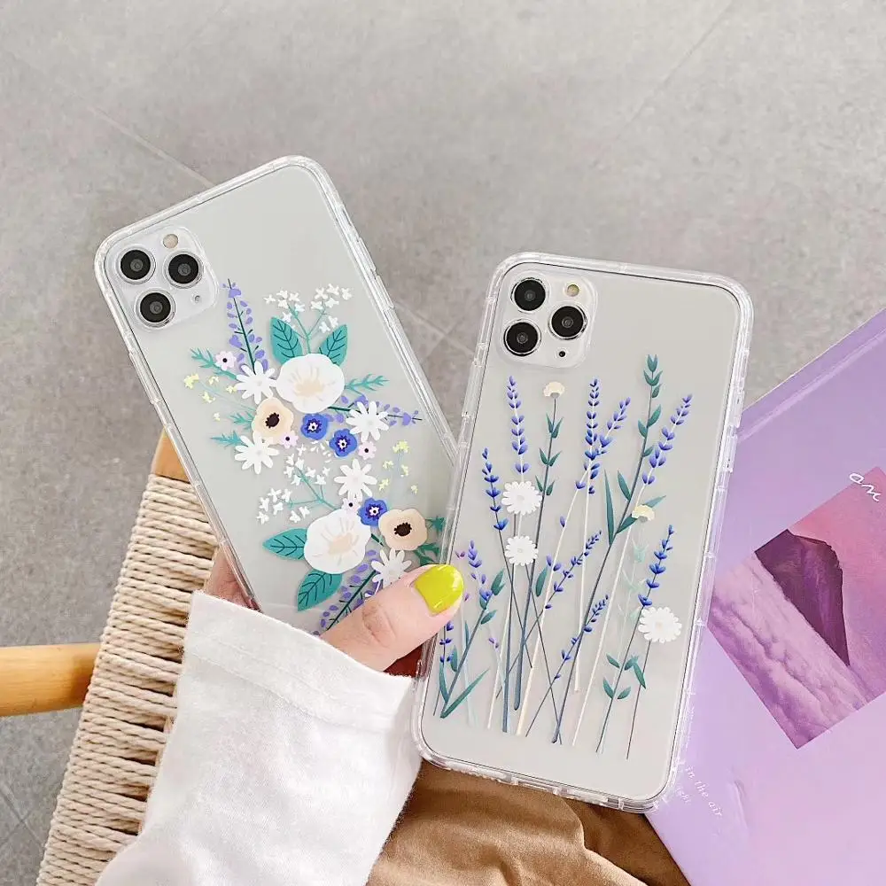 Роскошный противоударный чехол для телефона с цветами iphone 11 Pro X XS Max XR симпатичный