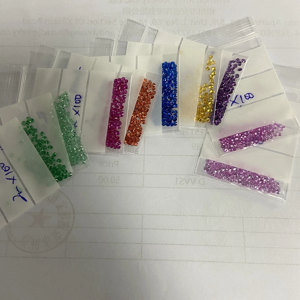 Meisidian 5A Quality 9 Color Round Shape 2mm Lab Rainbow Sapphire Loose Gemstone