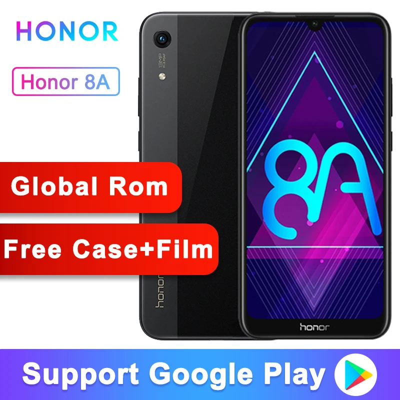 Original Honor 8A Smartphone Android 9.0 Octa-core 6.09 inch Full Screen 1560x720 Dual Camera 3020 mAh 3 Slots Cell Phone