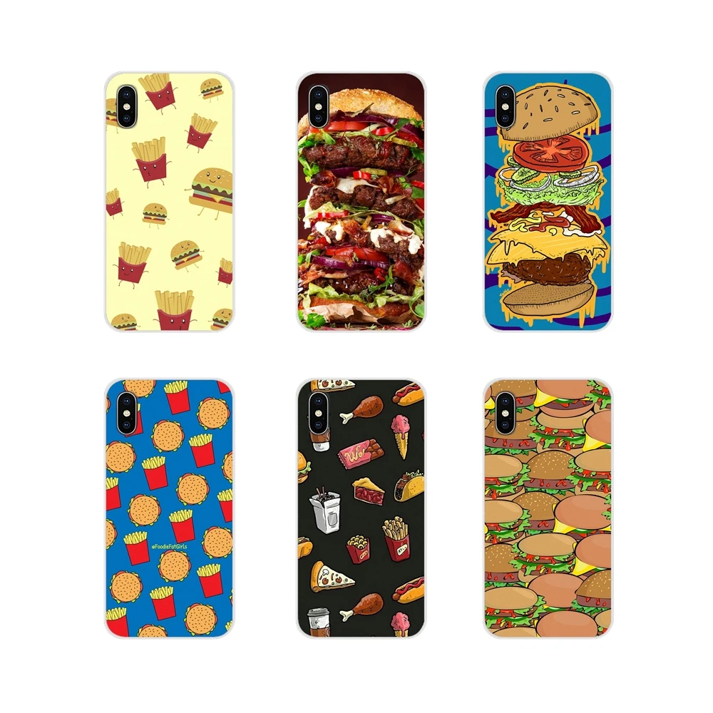 For Huawei Nova 2 3 2i 3i Y6 Y7 Y9 Prime Pro GR3 GR5 2017 2018 2019 Y5II Y6II Design Case food french fries burger pizza Drawing | Мобильные