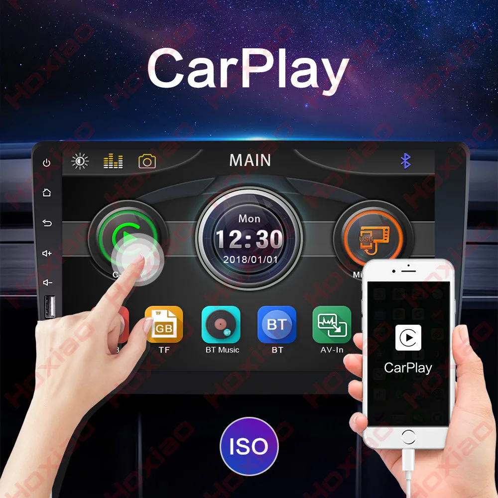 1 DIN встроенный MP3 Carplay Android Авто 2 din Автомобильный Радио плеер с Сенсорное Зеркало