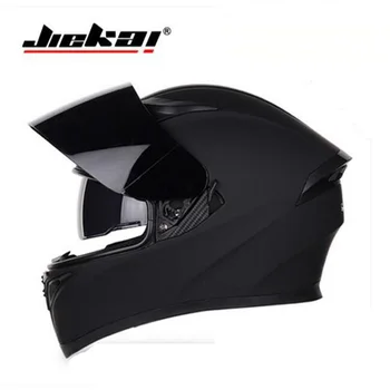 

black Winter New JIEKAI Double Lens Motorcycle Helmet Knight Full Face Motorbike Helmets of ABS PC Lens Visor Size M L XL XXL