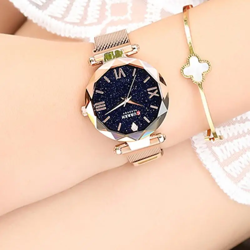 

CURREN Fashion Women Quartz Watches Simple Luxury Starry Sky Top Brand Female Wrist Watch Stainless Steel Mesh Relogio Feminino