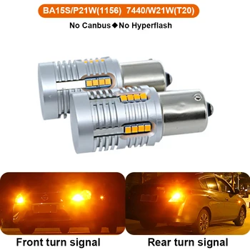 

2x Car S25 BA15S P21W 1156 LED CANBUS Front/Rear Turn Signal Lights Bulbs For VW Passat B5 B6 Polo Golf 4 5 Chevrolet Cruze Lada