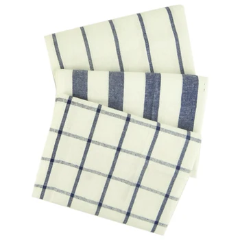 

3Piece High Quality Blue White Plaid Striped Tea Towel Kitchen Towel Napkin Table Cloth 100% Cotton Woven Fabric