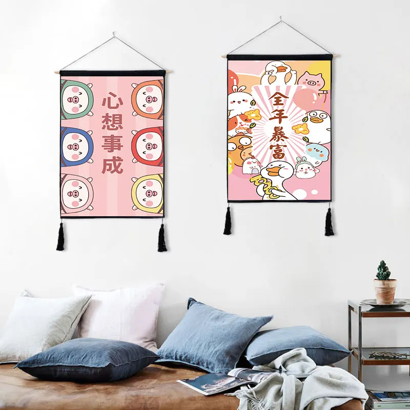 Новинка; с изображением из мультфильма Lucky Cat вешается на стену настенный хлопок и лен гобелен 45*65 см