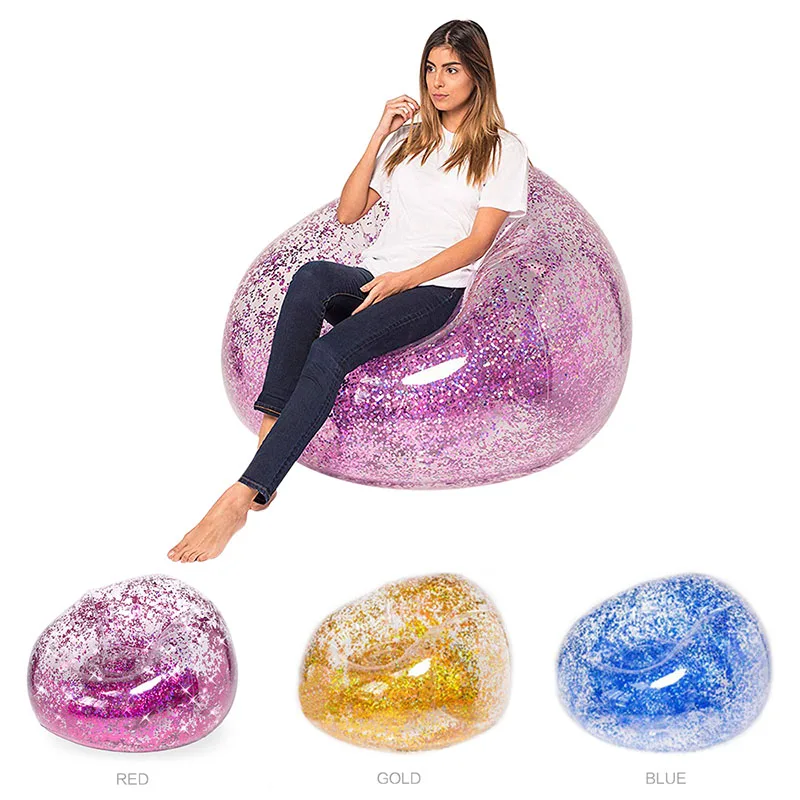 

Bag Air Sofa Waterproof Glitter Inflatable PVC Chair Beach Party Home Office HTQ99