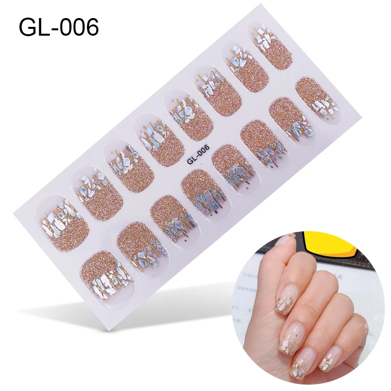 Корея предназначен обертки блестящие, дизайн ногтей Стикеры наклейки многоцветная ногтей Стикеры s полоски «сделай сам» салонного маникюра Прямая поставка - Цвет: GL006