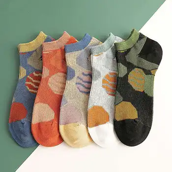 

Double needle craft women's boat socks hot air balloon pattern cotton socks sweat absorbing and breathable cotton socks