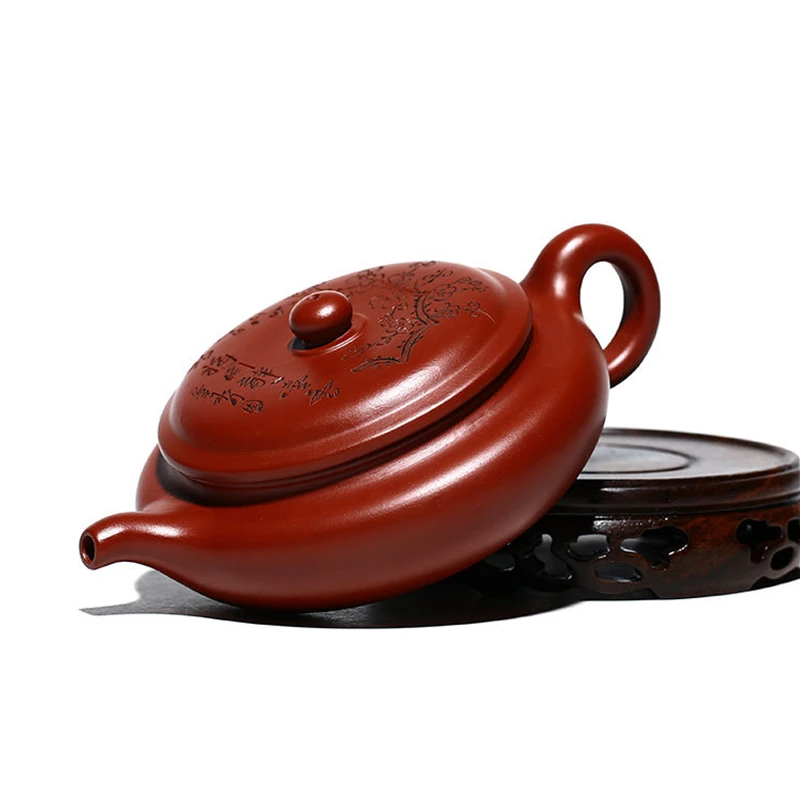 Mud Dahongpao Yixing чайник плоский драм ручной работы подлинный Фиолетовый Глиняный