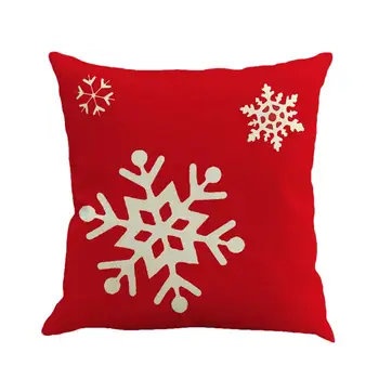 

4pcs Beautiful Snowflake In Red Merry Christmas Gifts flax Throw Pillow Case Cushion Cover Home Decor 45 X 45 cm Black friday