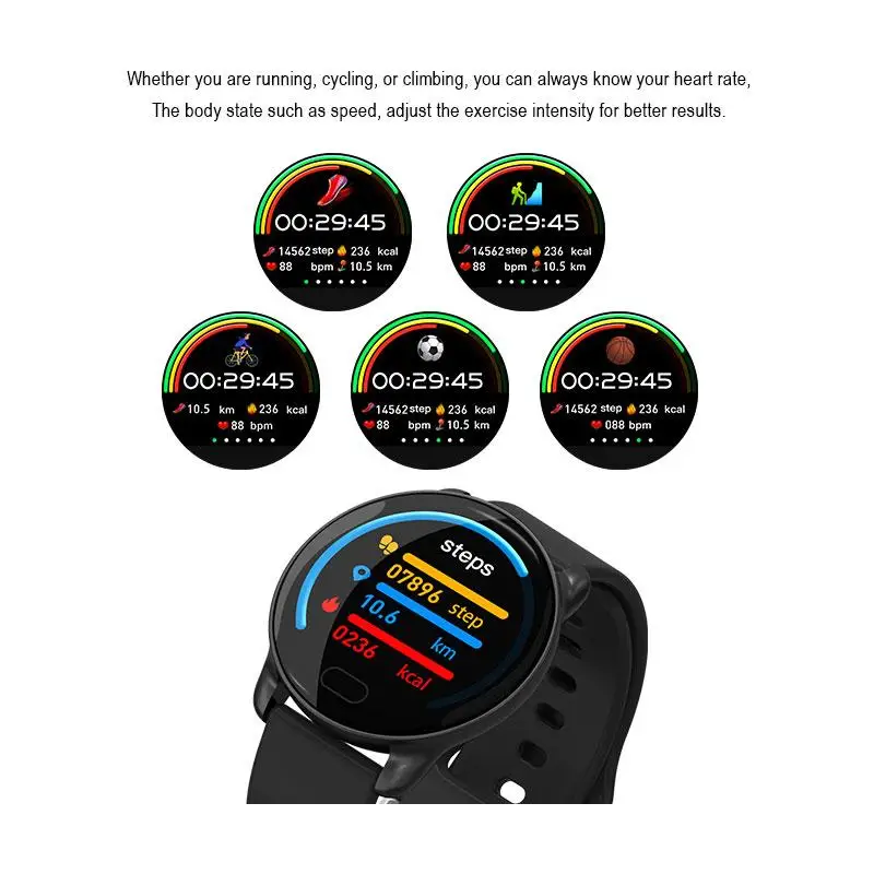 Comprar Reloj inteligente K9 IP67 resistente al agua con Monitor de presión arterial de ritmo cardíaco rastreador de Fitness Smartwatch para hombres y mujeres pk Q9 B57