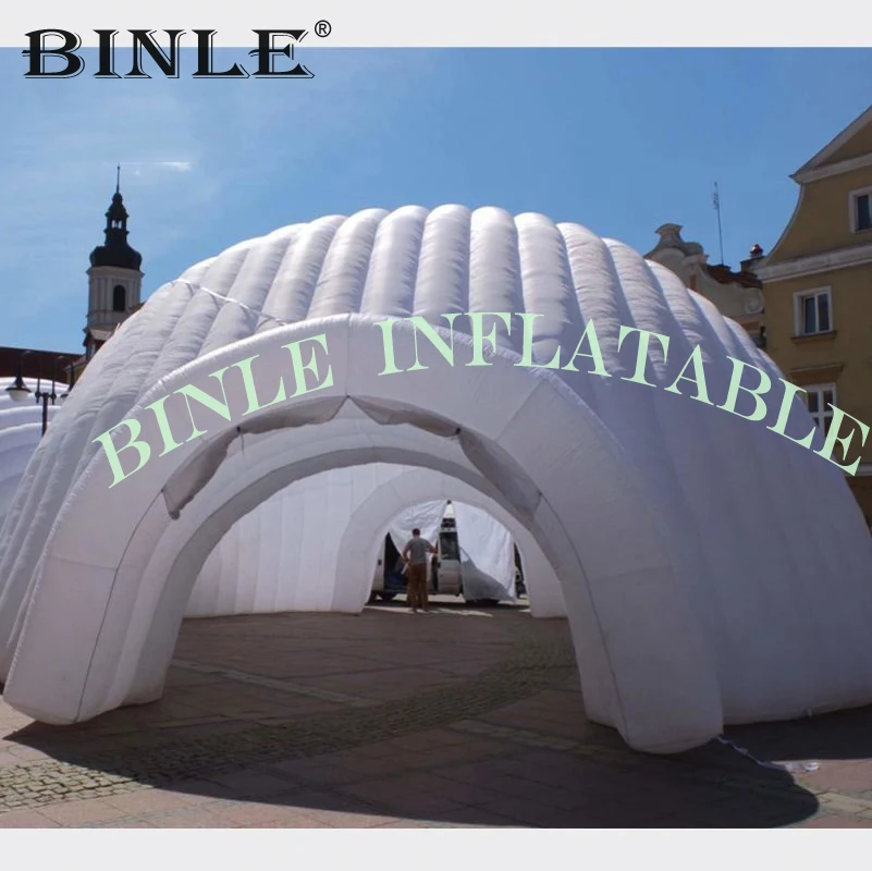 

Carnival party event white giant inflatable igloo tent,igloo dome tent with 2 tunnel entrances,trade show booth for exhibition