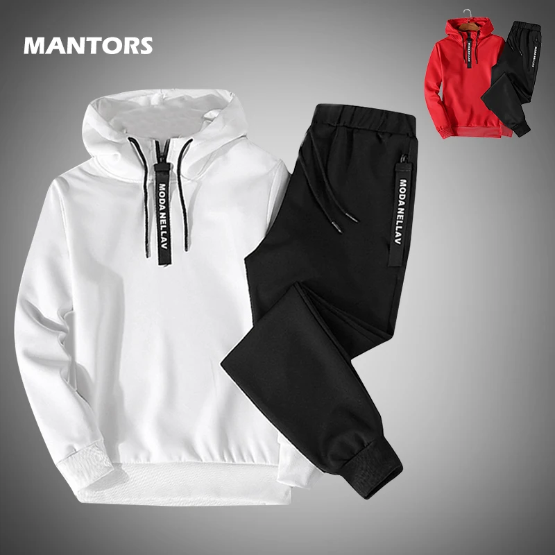 

Solid Color Tracksuits Men's Sets Spring Autumn Hoodies Sportswear Set Casual Men 2 Pieces Set Zipper Hoodies+Pants Sports Suits